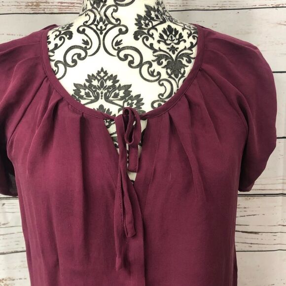 Joie Silk Blouse Button Up Shirt Burgundy XS - Picture 6 of 10